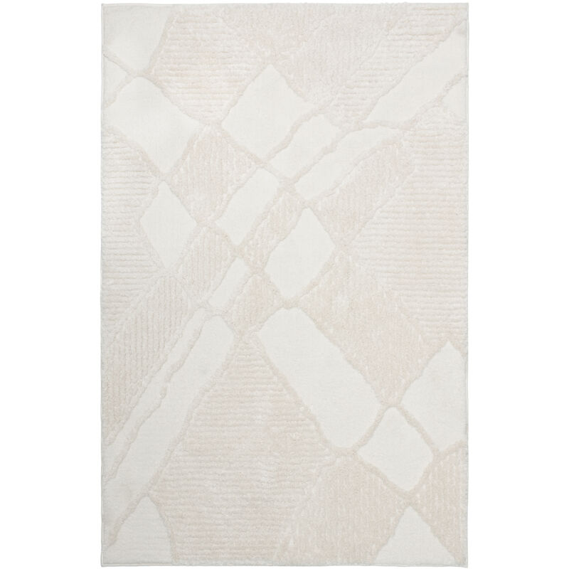 Tesso Living - Tapis a poils long - Nordic - effet 3D - Blanc - 200cm x 290cm