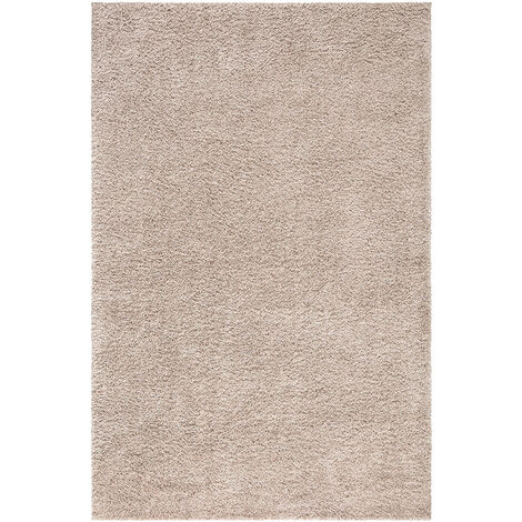 Tapis à Poils Longs doux SOFTY, Tapis de Salon, Chambre, Couloir (Beige Sable - 200x200cm)