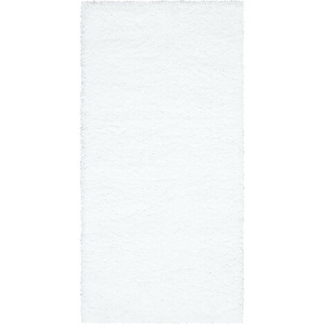 Tapis à Poils Longs doux SOFTY, Tapis de Salon, Chambre, Couloir (Blanc Neige - 80x150cm)