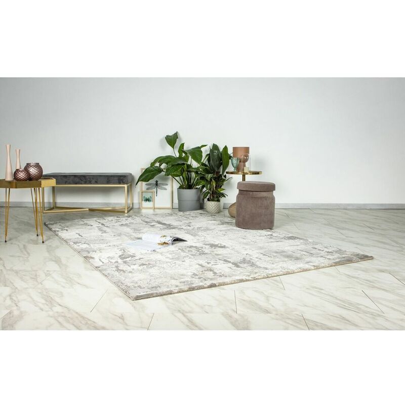 Hellocarpet - Tapis à poils ras moderne rectangle rayé Celia Argenté 80x150
