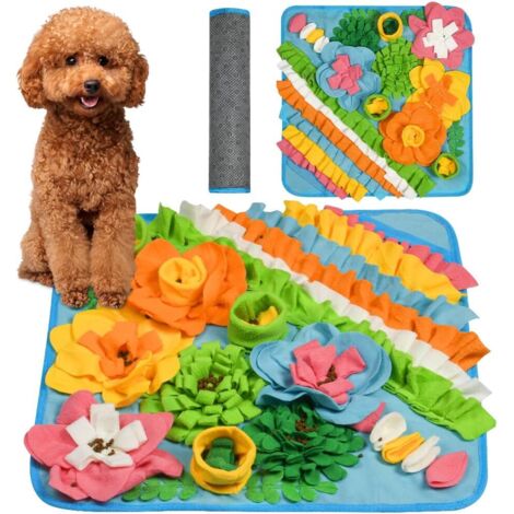 Tapis à renifler pour Chien, 50  50CM Tapis de Fouille Alimentation Lente, Tapis Reniflant Formation d’Animaux Lavable en Machine Pliable pour Lapin, Chat, Chien (Blus)