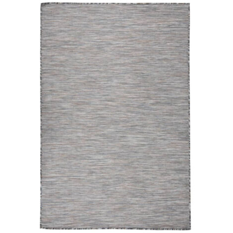 Tapis à tissage plat d'extérieur 120x170 cm Marron et bleu vidaXL