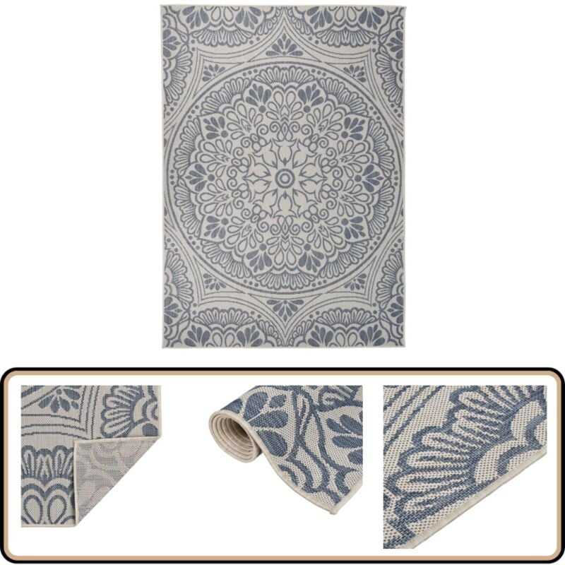 Vidaxl - Tapis à tissage plat d'extérieur 120x170 cm Motif bleu - Tapis Exterieur - Tapis De Terrasse - Tapis Balcon - Tapis Résistant Aux