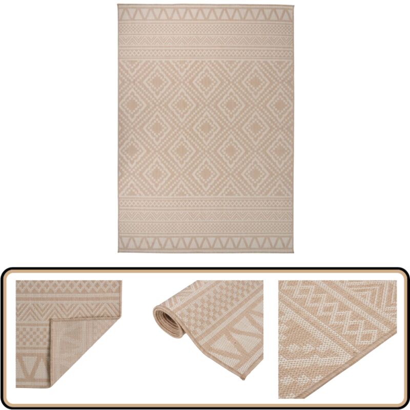 Vidaxl - Tapis à tissage plat d'extérieur 120x170 cm Rayures brunes - Tapis Exterieur - Tapis Patio - Tapis Balcon - Tapis Résistant Aux Intempéries