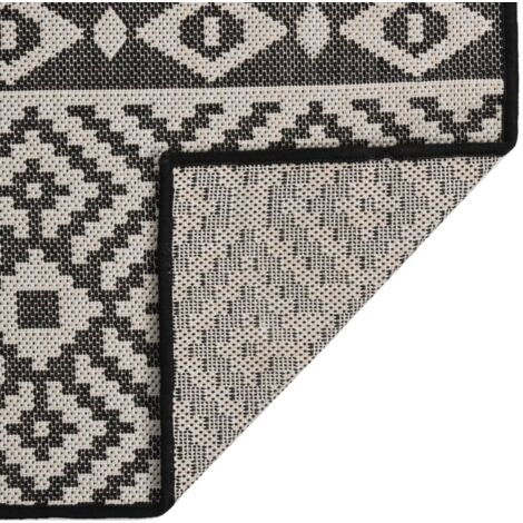 Tapis à tissage plat d'extérieur 120x170 cm Rayures noires CFW16461