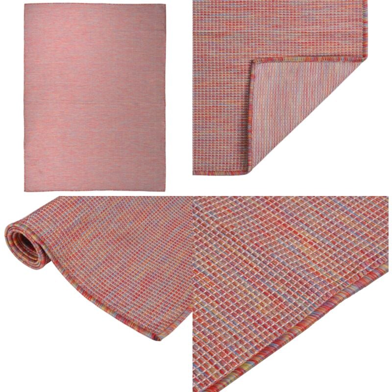 Vidaxl - Tapis à tissage plat d'extérieur 120x170 cm Rouge - Tapis Exterieure - Tapis Plein Air - Tapis Résistant Aux Intempéries - Tapis Anti Uv