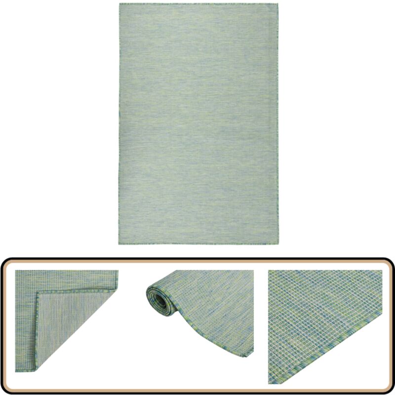 Tapis à tissage plat d'extérieur 120x170 cm Turquoise - Tapis Exterieur - Tapis De Terrasse - Tapis Balcocn - Tapis Résistant Aux Uv - Tapis Anti