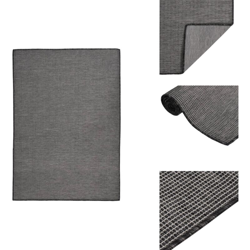Vidaxl - Tapis à tissage plat d'extérieur 140x200 cm Gris - Tapis Exterieur - Tapis De Terrasse - Tapis De Balcon - Tapis Résistant Aux Intempéries
