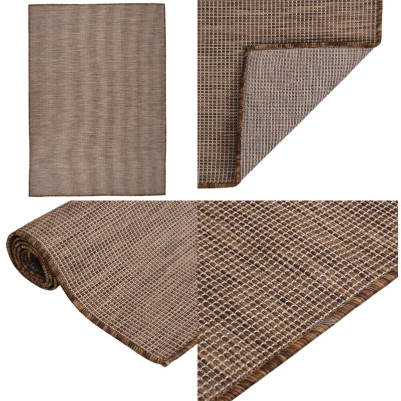 Vidaxl - Tapis à tissage plat d'extérieur 140x200 cm Marron - Tapis D'extérieur - Tapis Résistant Aux Intempéries - Tapis Anti Uv - Tapis Brun