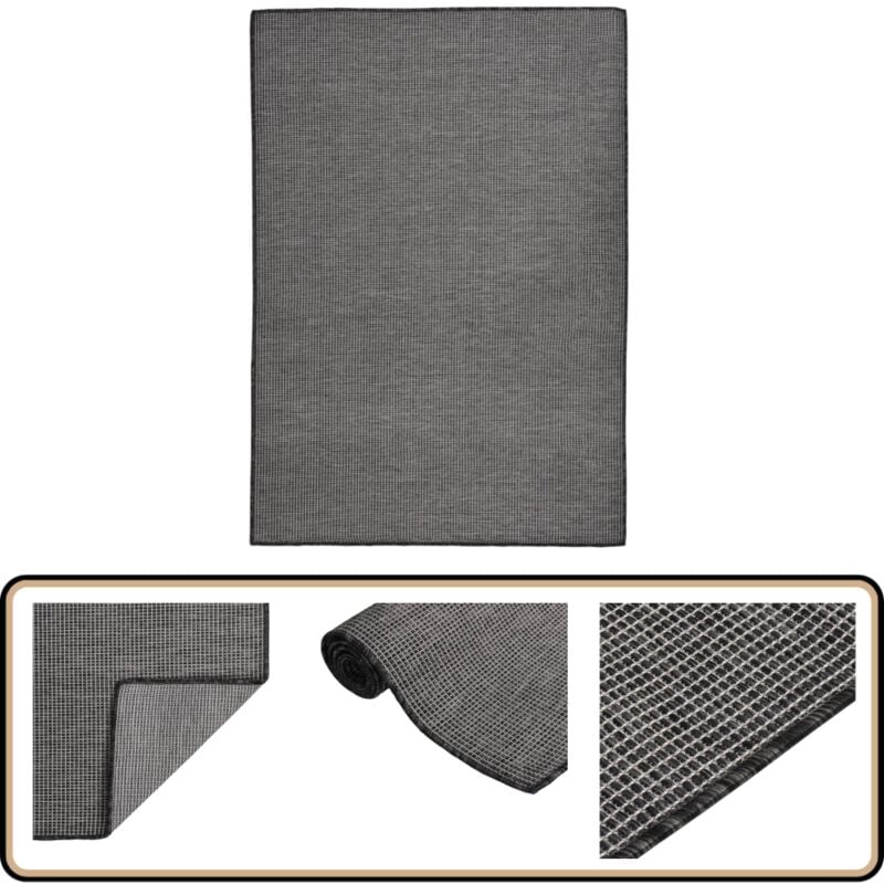 Vidaxl - Tapis à tissage plat d'extérieur 160x230 cm Gris - Tapis Exterieur - Tapis De Terrasse - Tapis Balco - Tapis Résistant Aux Uv - Tapis