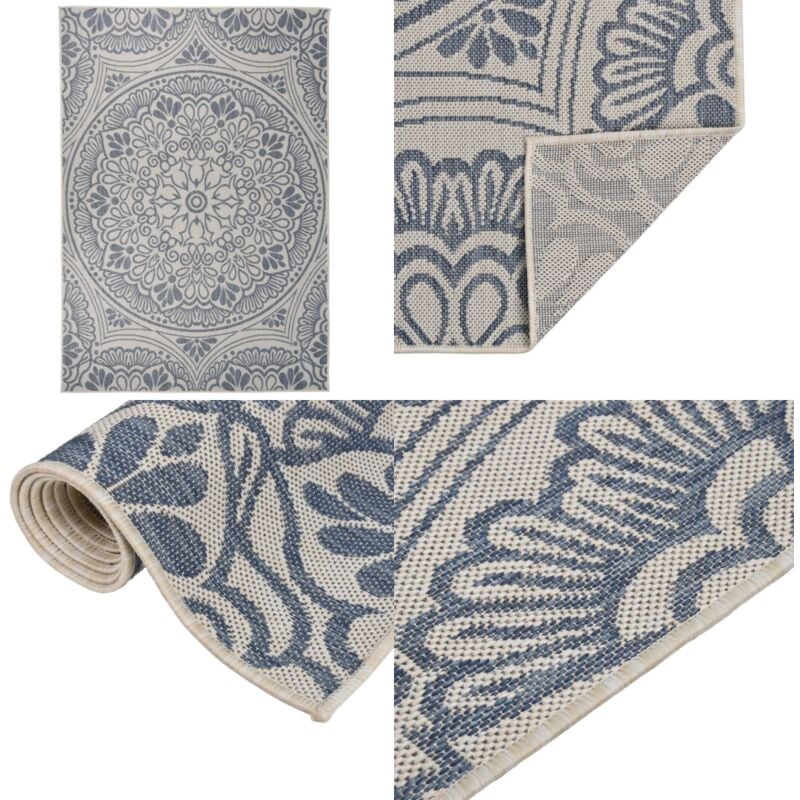 Vidaxl - Tapis à tissage plat d'extérieur 160x230 cm Motif bleu - Tapis Exterieur - Tapis De Terrasse - Tapis Balcon - Tapis Résistant Aux Uv - Tapis