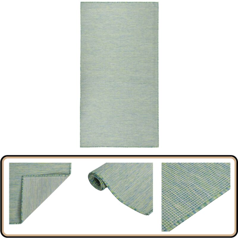 Tapis à tissage plat d'extérieur 80x150 cm Turquoise - Tapis Exterieure - Tapis Patio - Tapis Balcocn - Tapis Résistant Aux Intempéries - Tapis Anti