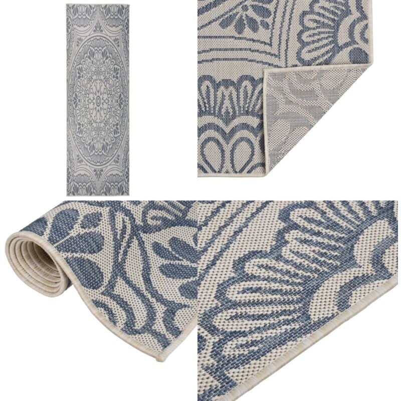Vidaxl - Tapis à tissage plat d'extérieur 80x250 cm Motif bleu - Tapis Exterieur - Tapis De Terrasse - Tapis Résistant Aux Intempéries - Tapis Anti