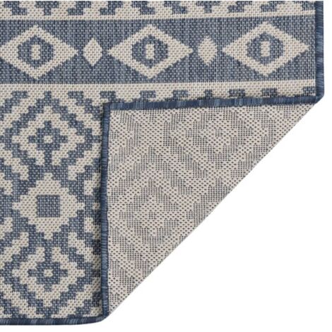 Tapis à tissage plat d'extérieur 80x250 cm Rayures bleues CFW41911