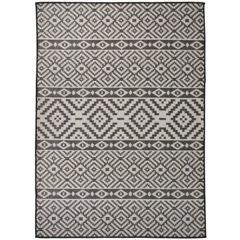 Tapis à tissage plat d'extérieur-Tapis de Jardin 200x280 cm Rayures noires 457799