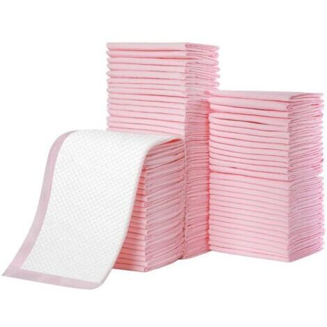 Tapis Absorbant Chien, 33 × 45 cm Alaise Jetable Alèse Pipi Propreté Educateur Chien Animaux, Aleze Impermeable, Pee Pad Apprentissage la Propreté Anti-Fuite Résistante, rose 100 pièces