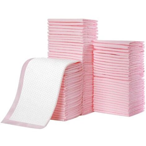 Tapis Absorbant Chien, 33 × 45 cm Alaise Jetable Alèse Pipi Propreté Educateur Chien Animaux, Aleze Impermeable, Pee Pad Apprentissage la Propreté Anti-Fuite Résistante, rose 100 pièces