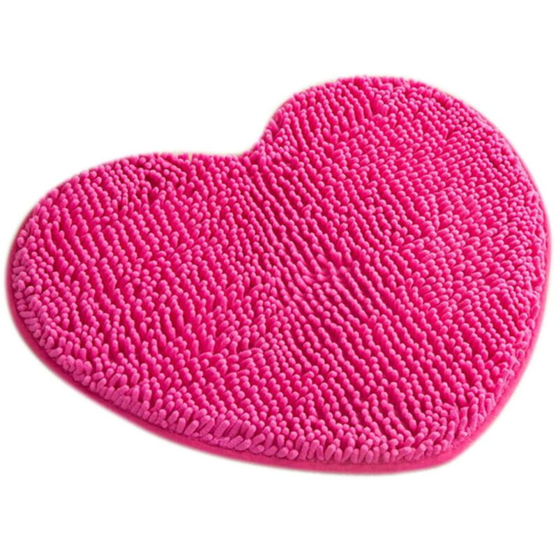 Tapis absorbant en microfibre en forme de cœur pour salle de bain, cuisine, chambre à coucher, antidérapant 50 x 60 cm