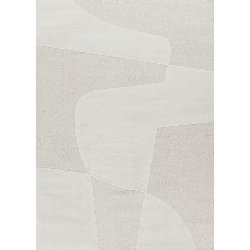 Tapis moderne abstrait crème salon chambre monaco 80 doux et moelleux Toutapis 120x170