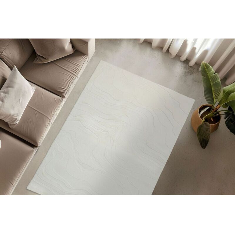 Deladeco - Tapis abstrait doux design relief Izy Blanc 160x230