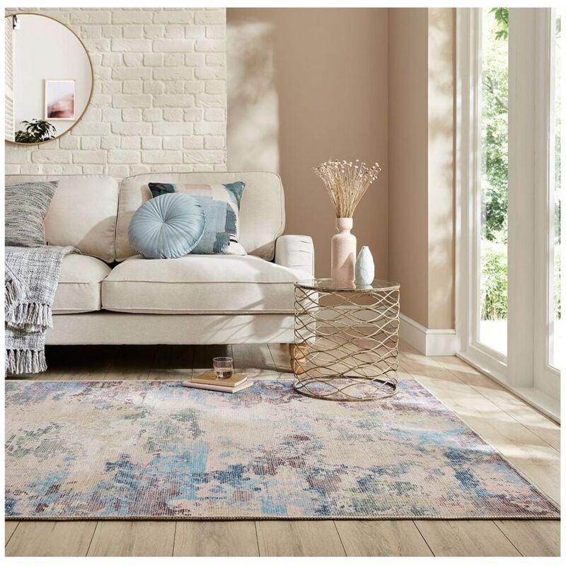 Flair Rugs - Tapis abstrait moderne lavable en machine plat Reid Multicolore 120x170