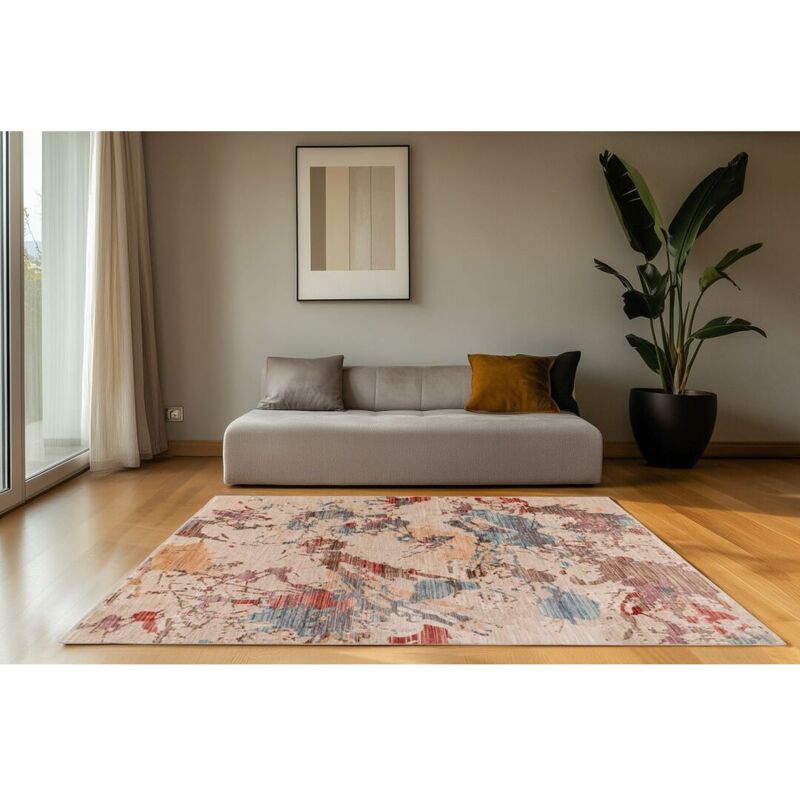 Tapis abstrait multicolore design avec franges Ilena Multicolore 160x230