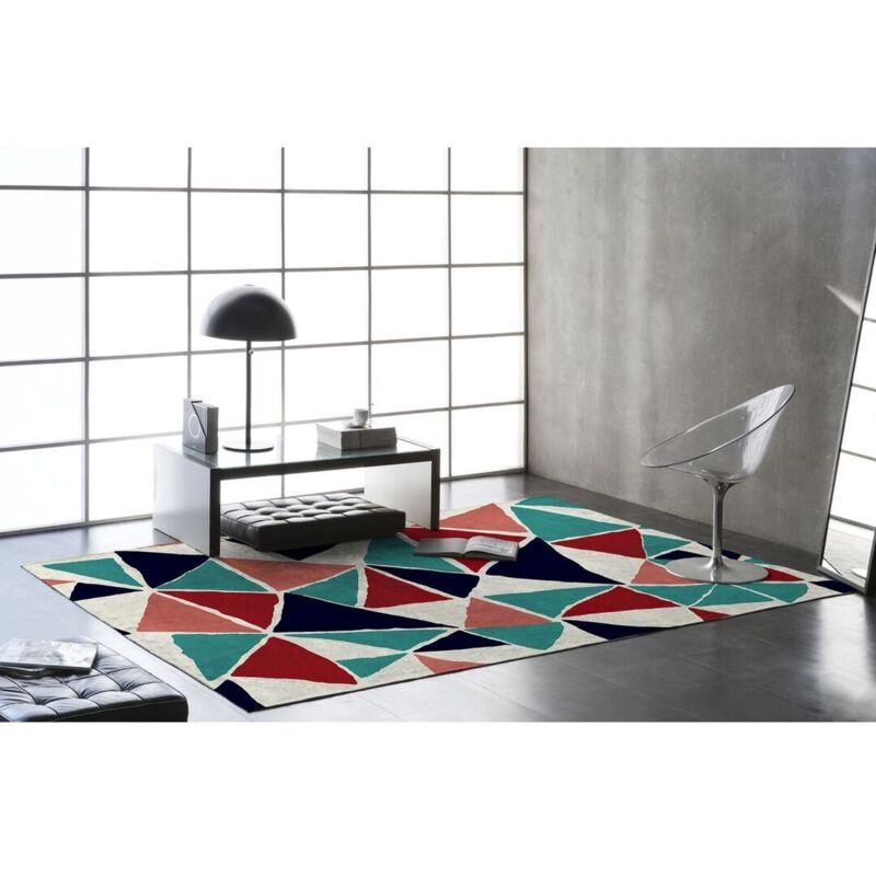 Naf Naf - Tapis abstrait plat design multicolore Adame Multicolore 140x200