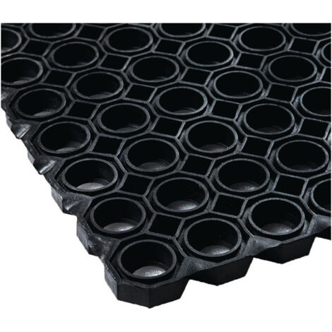 Tapis alvéolé en caoutchouc l. 1 m L. 1,5 m épaisseur 22 mm noir NR/SBR sans insert tissé