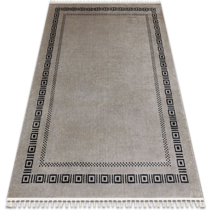 Rugsx - Tapis amour 53098A beige / noir - Cadre, grecque moderne, élégant beige 118x180 cm
