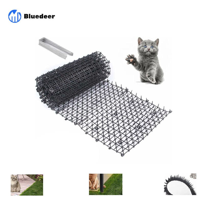 Bluedeer - Tapis Anti-Chat avec Pointes,200 30cm Tapis de Dissuasion répulsif pour Chat Chien Animal,avec 8 Ancrages au Sol en Forme de u, Répulsif