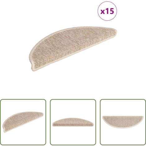 Tapis anti-dérapant -  Tapis d'escalier 15 pièces 56 x 17 x 3 cm Beige clair Demi-rond