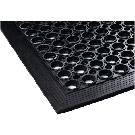 Tapis anti-fatIgue l. 0,9 m L. 1,5 m épaisseur 12 mm noir NR/SBR sans insert tissé