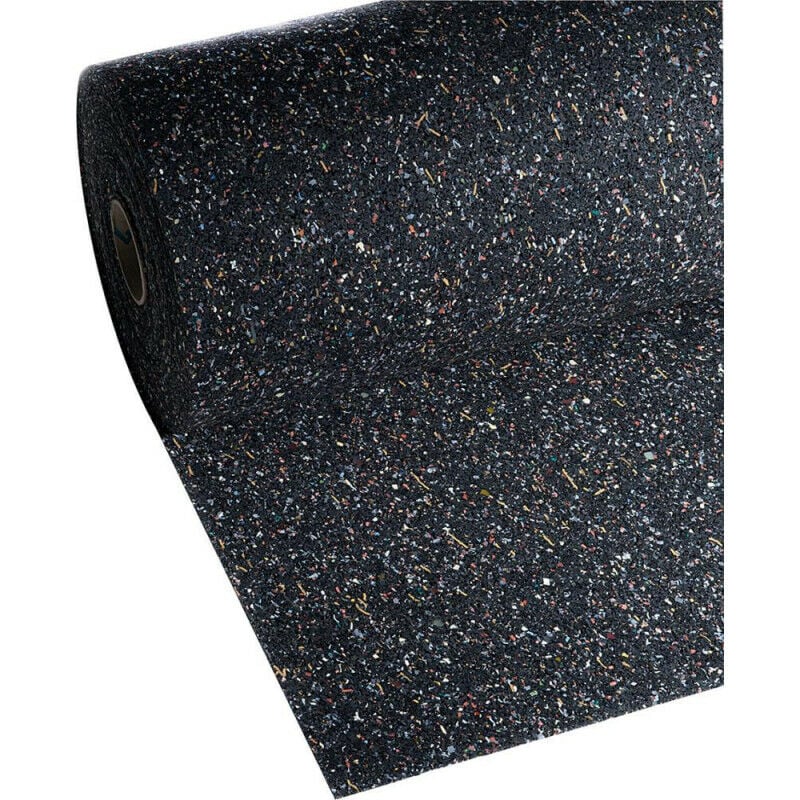Tapis anti fatigue recyclage caoutchouc/PU. noir -multicolore 3mm. 1500mm 5m