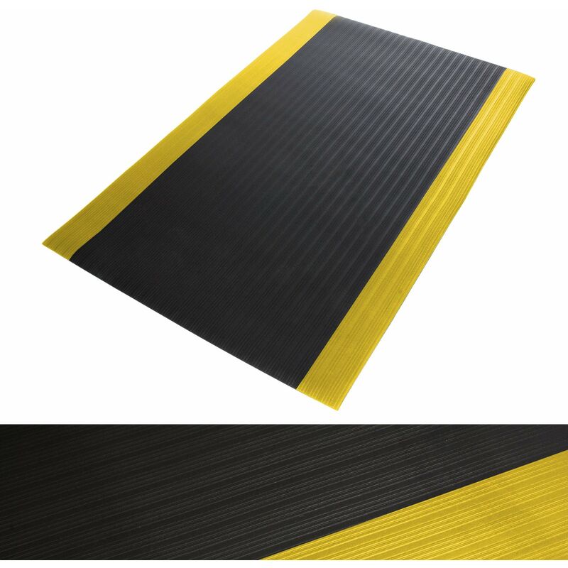Tapis ergonomique et comfortable Softer-Work-Mat Noir-jaune 120 x 300 cm