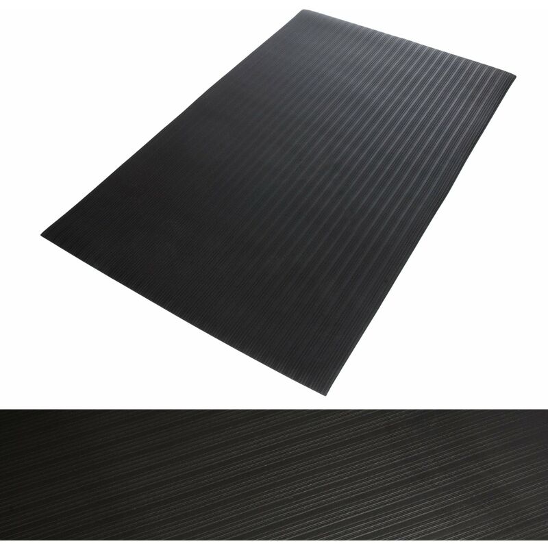 Tapis ergonomique et comfortable Softer-Work-Mat Ribbed Noir 90 x 100 cm
