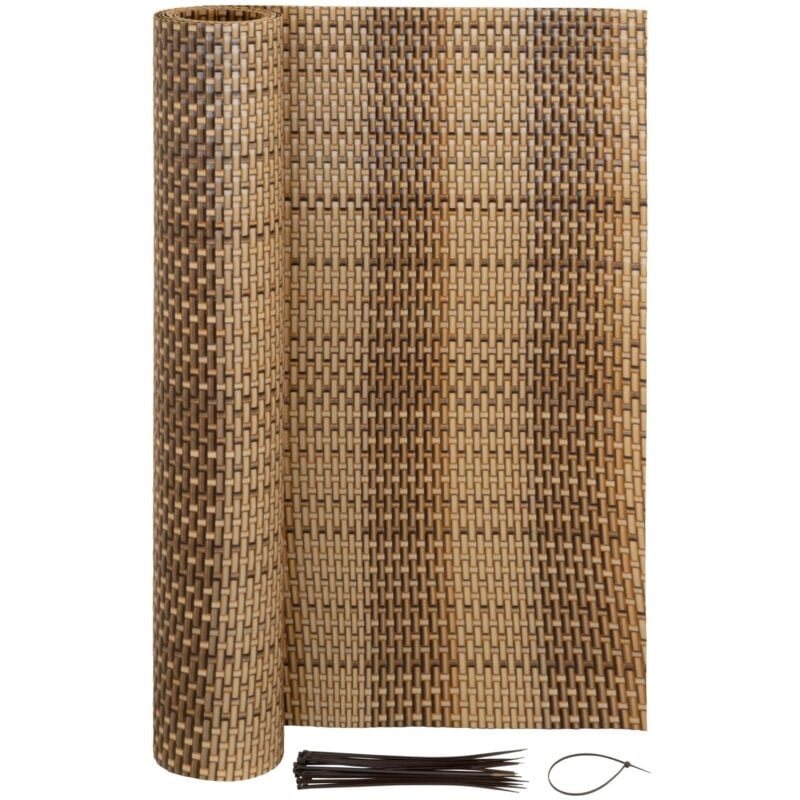 Jardinion - Tapis anti-regards aspect rotin - 1 x 5m brun clair