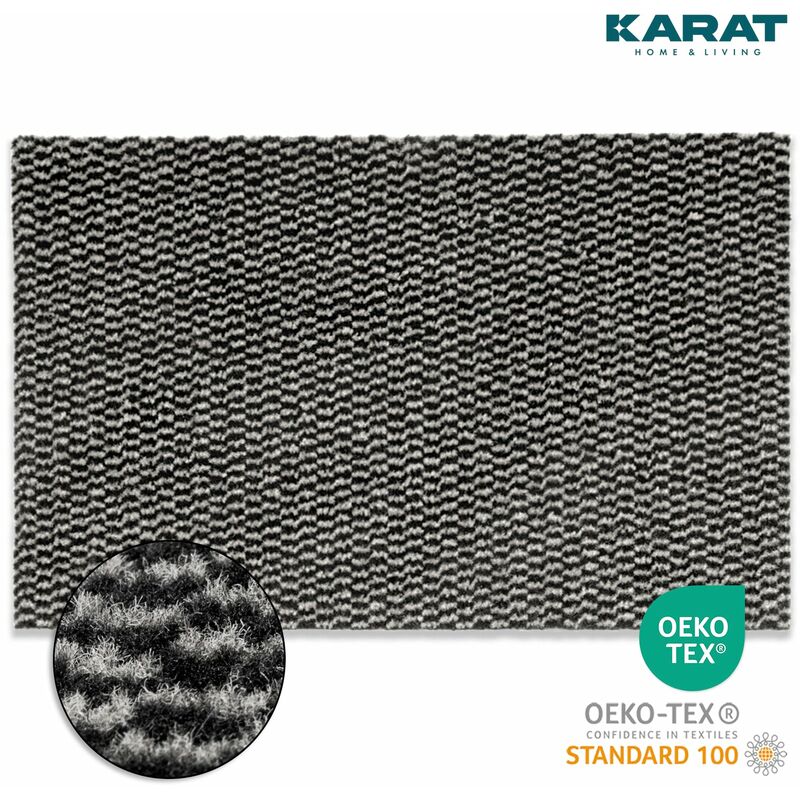 Karathomeliving - Tapis Melange sur mesure Noir-Blanc 90 x 150 cm