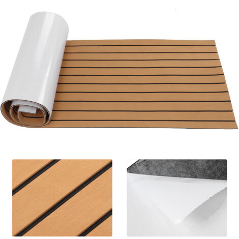Tapis antidérapant en mousse EVA pour pont de bateau, 240x60cm, adhésif, couleur or et noir