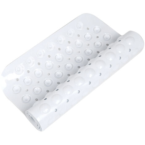 Tapis antidérapant pour bain PVC avec ventouses - 40,5x101 cm - Blanc - Idéal salle de bains hôtel maison
