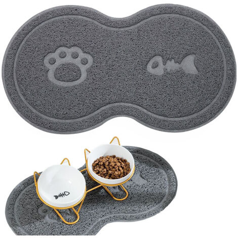 Tapis antidérapant pour gamelles d'animaux, gris