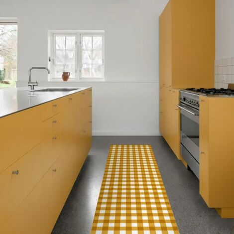 Tapis antidérapant - Vichy - vinyle - int./ext. - Orange - 120x200cm