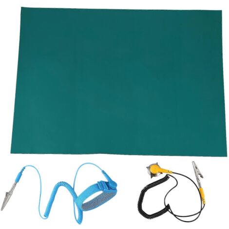 Tapis antistatique pour la réparation de téléphones, plaque de soudure avec fil de terre et protection ESD pour poignet.