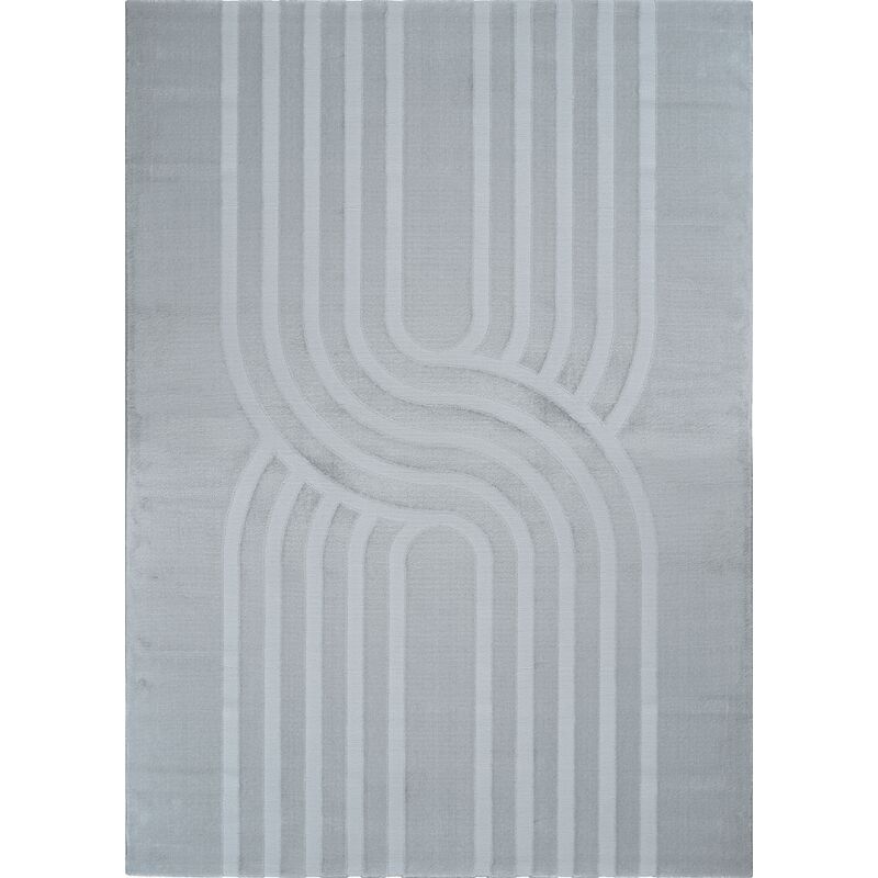 Toutapis - Tapis chambre couloir gris motif arc madrid 05 poils courts satinés 80x150