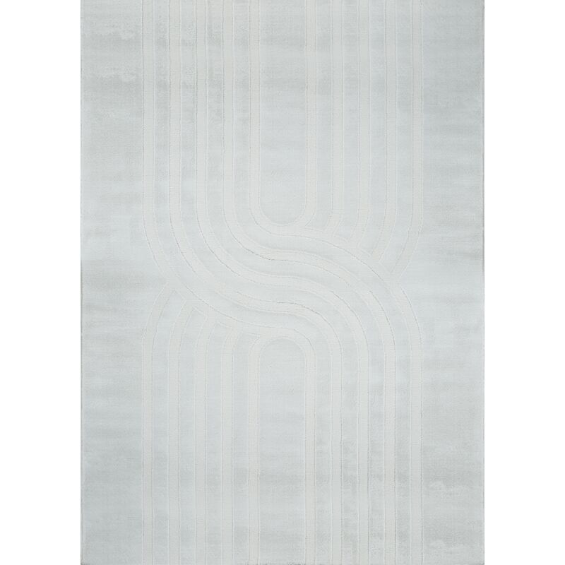Grand tapis salon blanc motif arc madrid 05 poils courts satinés Toutapis 280x400