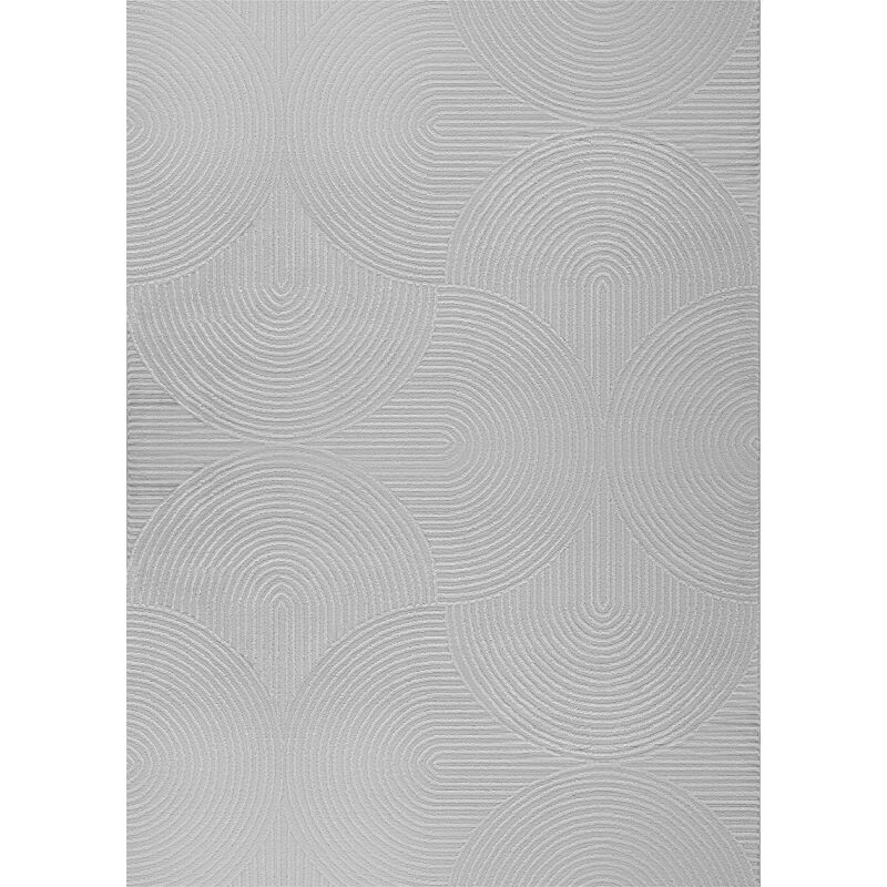 Tapis salon chambre gris circle madrid 417 poils courts satinés Toutapis 160x230