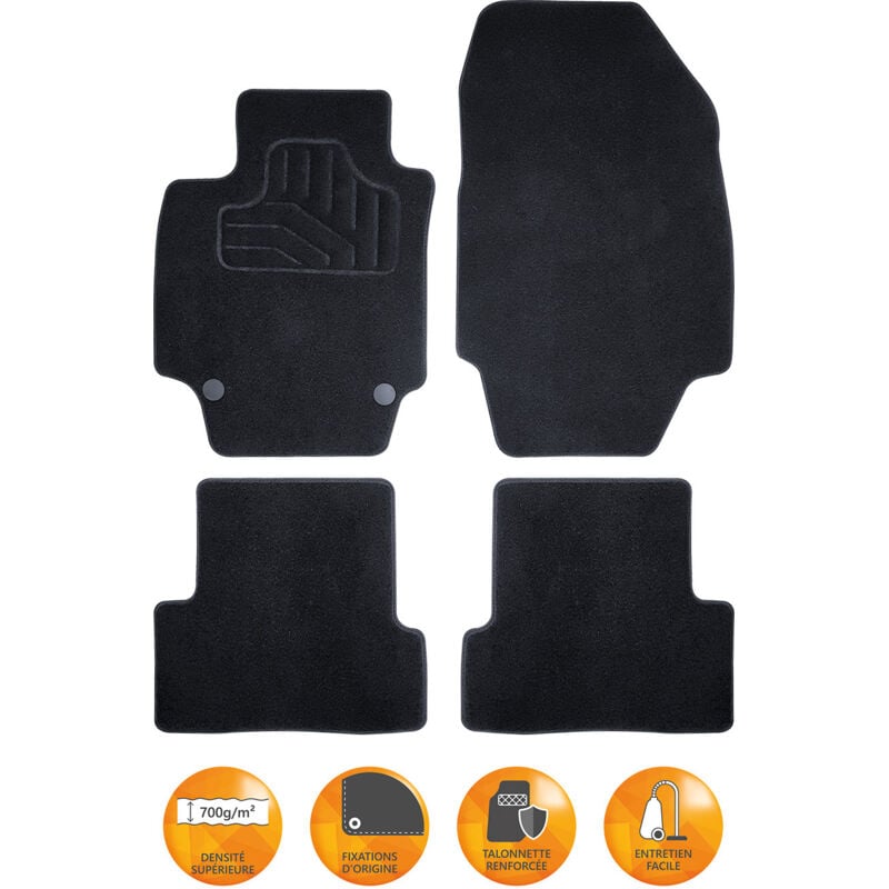 Synchro - Tapis auto compatible avec Fiat Punto Evo ap09 - Incar moquette
