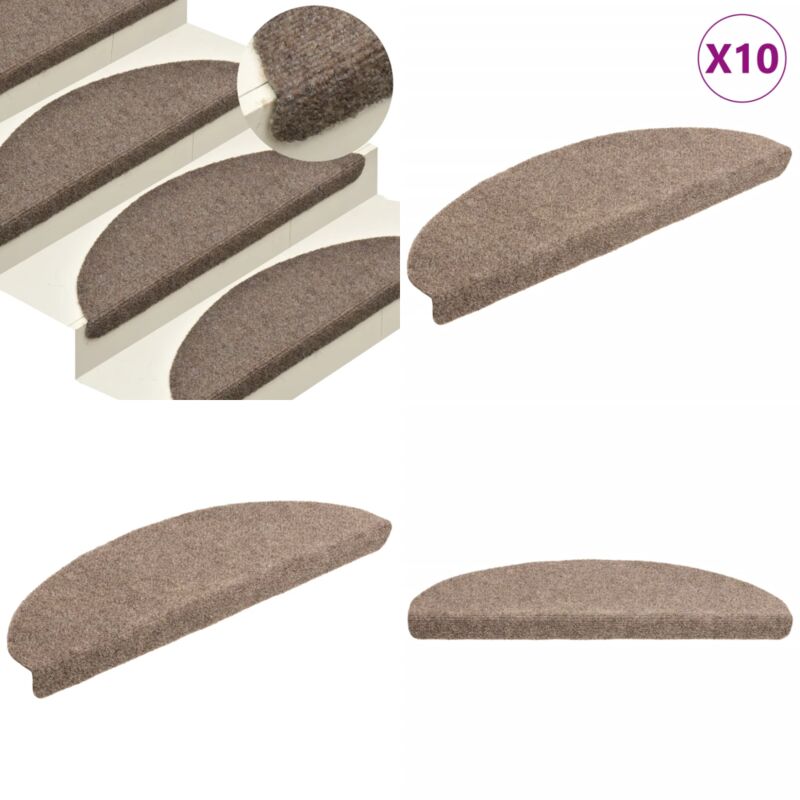 Vidaxl - Tapis autoadhésifs de marches 10 pcs Crème 65x21x4cm Aiguilleté - Tapis D'escalier - Tapis Marche - Tapis Antidérapant - Protection Escalier
