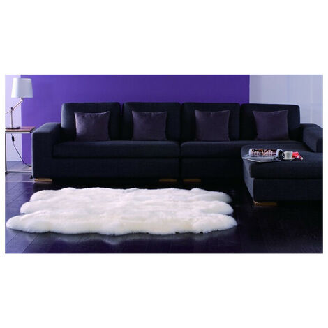 Tapis avec 6 peaux de mouton assemblées Ludde Ivoire 190x180 - Ivoire