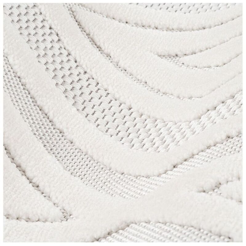 Allotapis - Tapis avec franges graphique effet 3D moderne Fez Crème 120x170