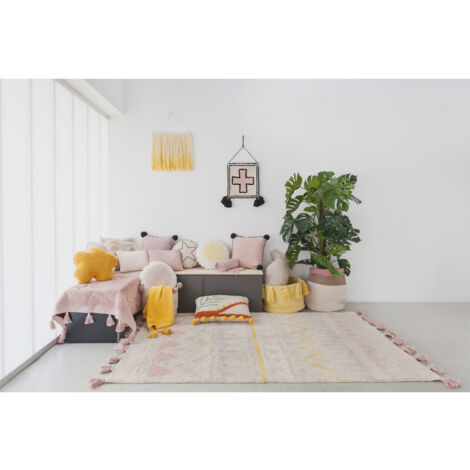 Tapis avec franges lavable en machine Azteca Lorena Canals Rose 140x200